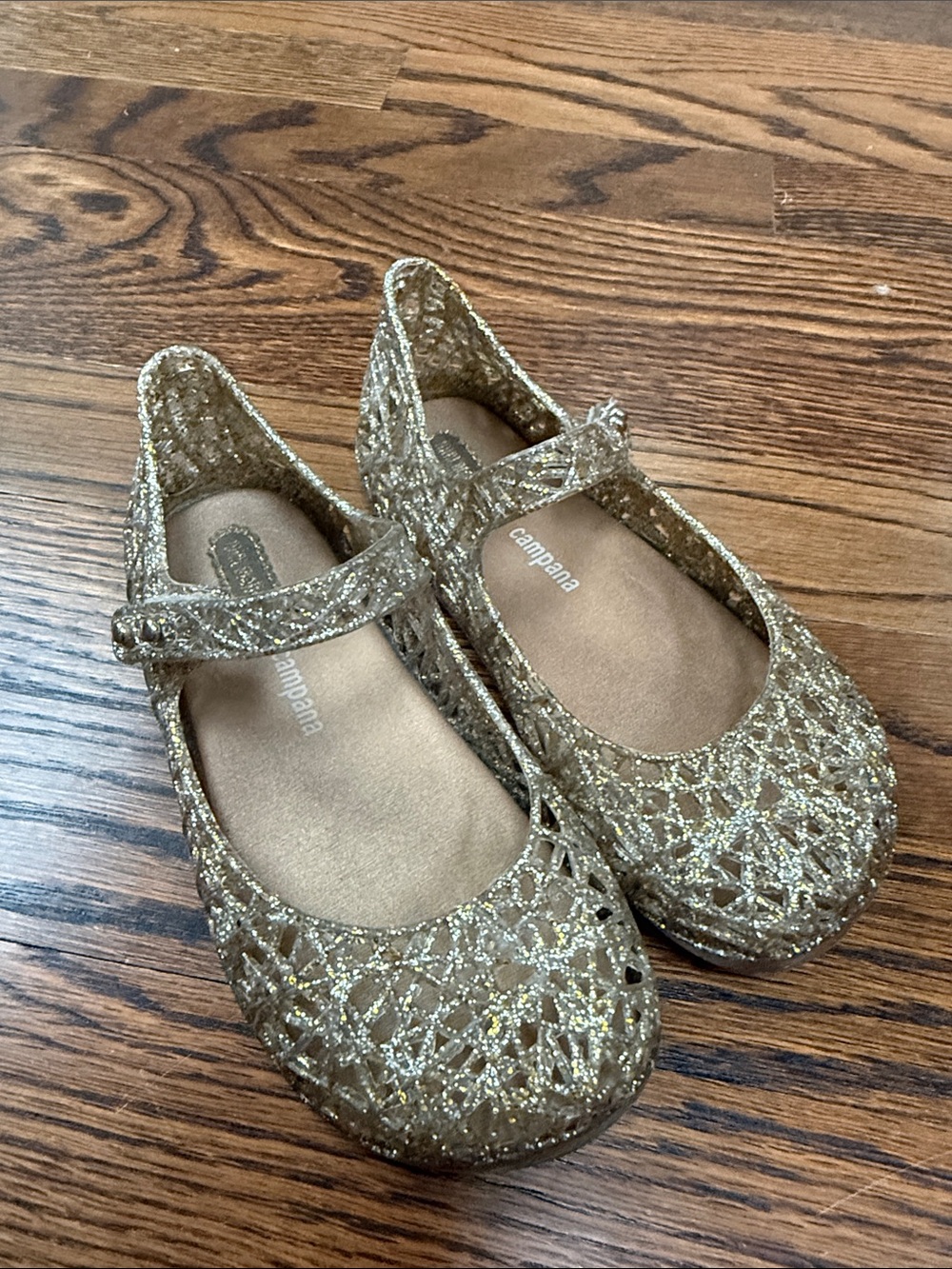 Mini Melissa Gold Glitter Mary Jane Sandals